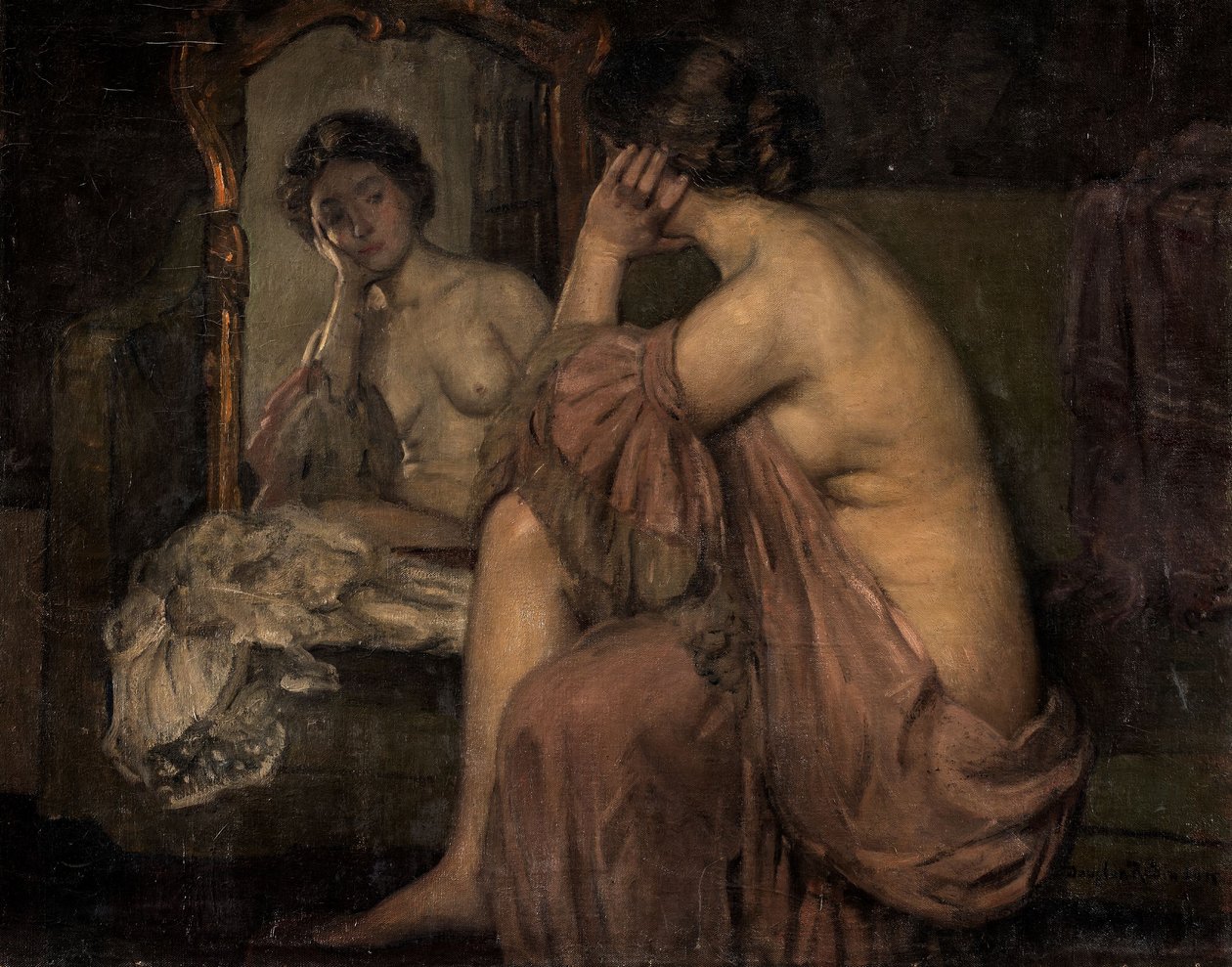 Davanti allo specchio (olio su tela) da Douglas F. Robinson