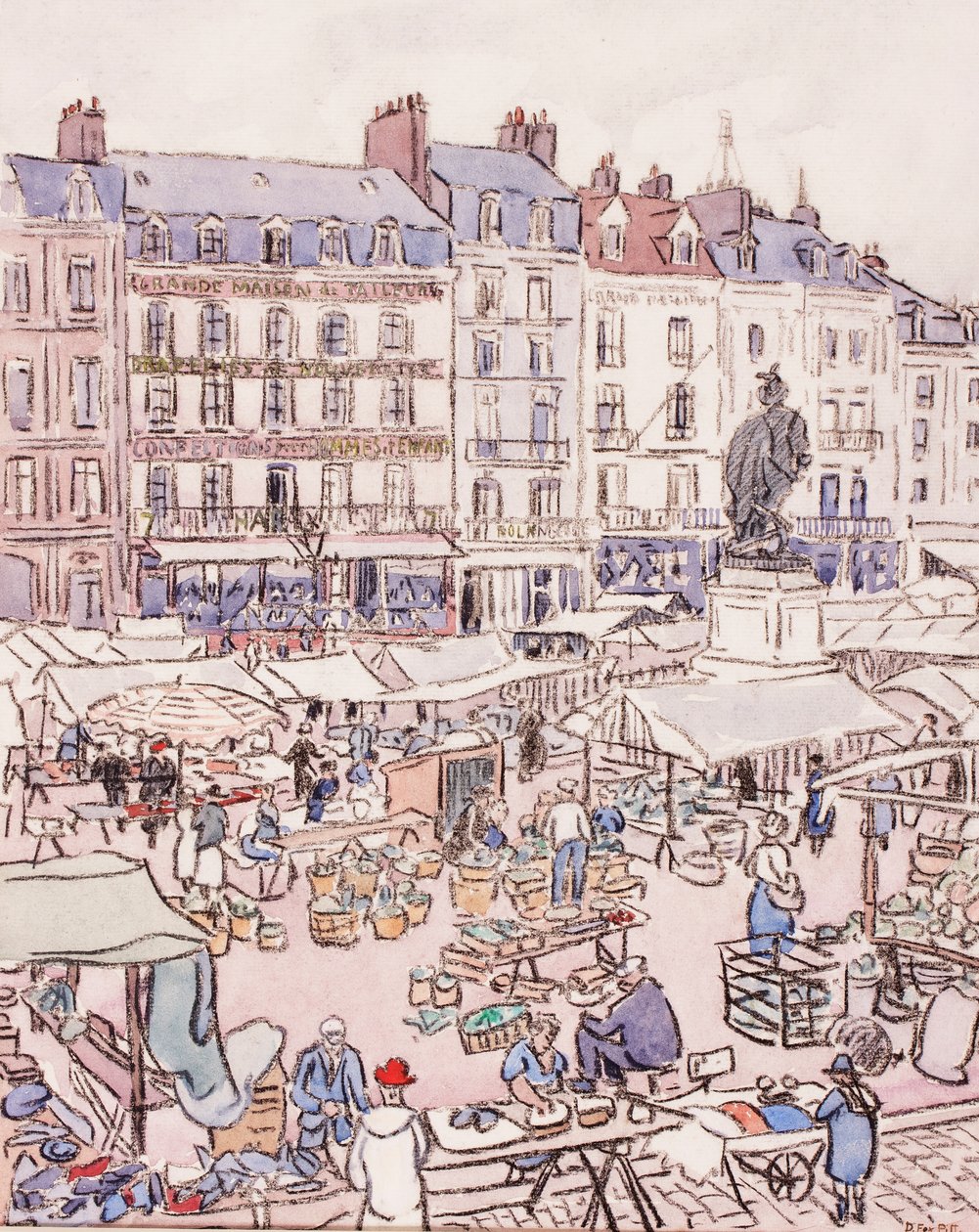 Place Nationale, Dieppe, c.1910 da Douglas Fox Pitt