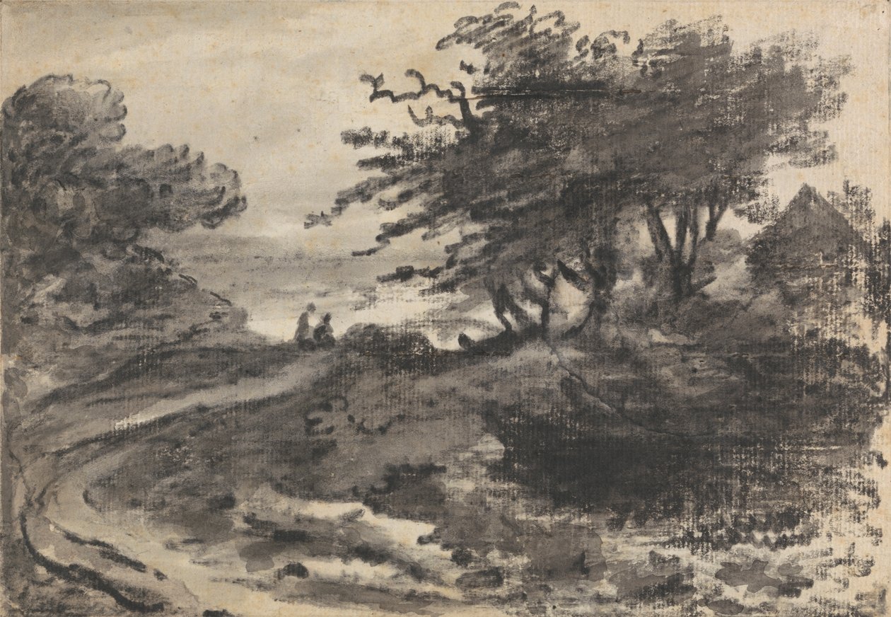 Paesaggio con alberi e due figure da Dr. Thomas Monro