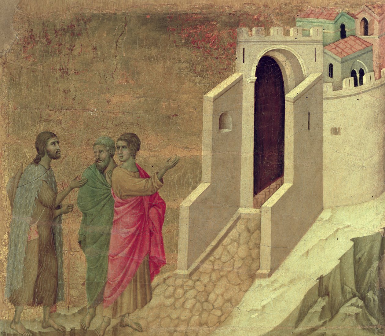 Maestà: Cristo appare sulla strada per Emmaus, 1308-11 da Duccio di Buoninsegna