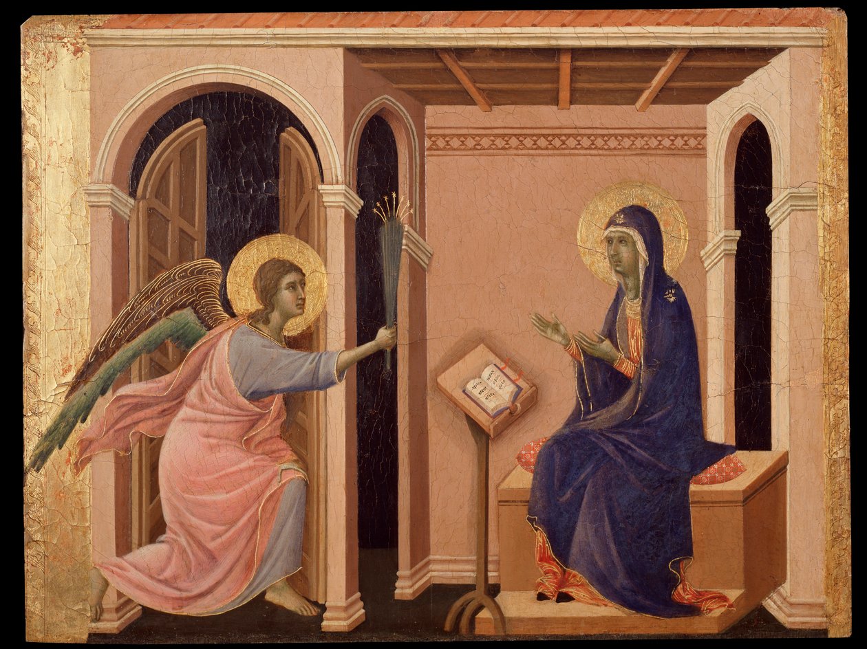 Annuncio della morte di Maria. Predella della Maestà da Duccio di Buoninsegna