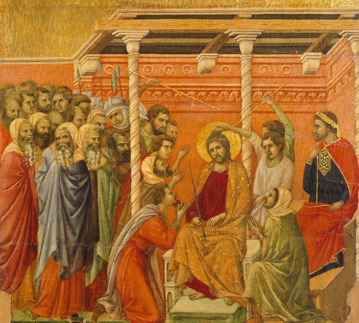 Incoronazione di spine, (dettaglio) da Episodi della Passione e Resurrezione di Cristo, retro della Maestà dell