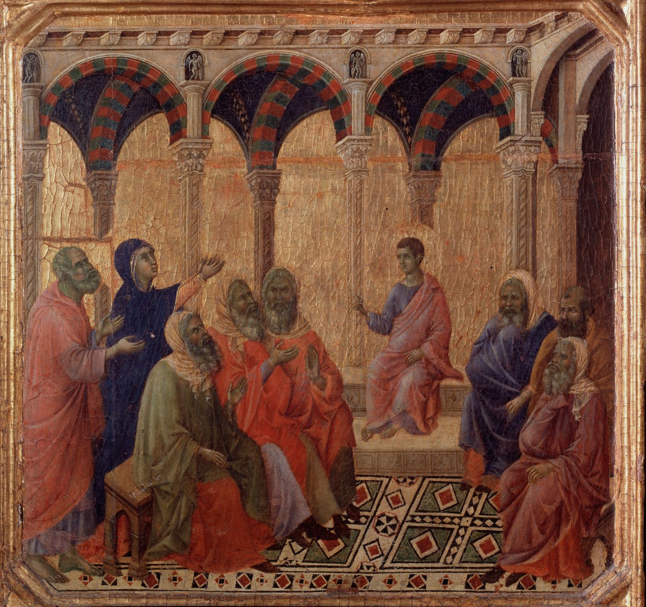 Vita di Gesù: la disputa con i dottori (dettaglio della Maestà) da Duccio di Buoninsegna