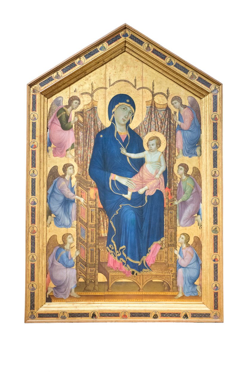 Madonna con Bambino in trono e angeli | Stampa d'arte