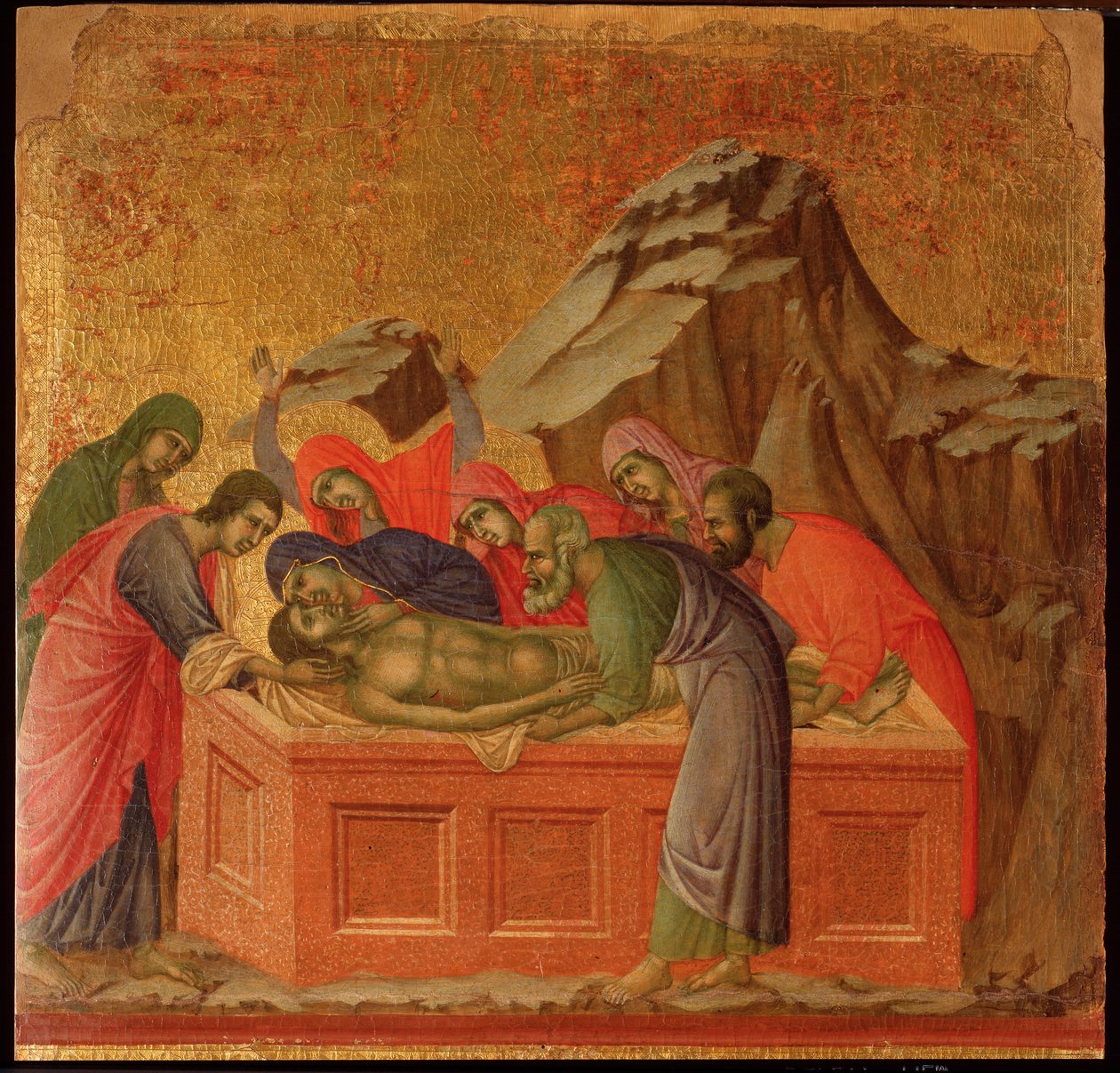 Passione: la sepoltura. Pala della Maestà da Duccio di Buoninsegna