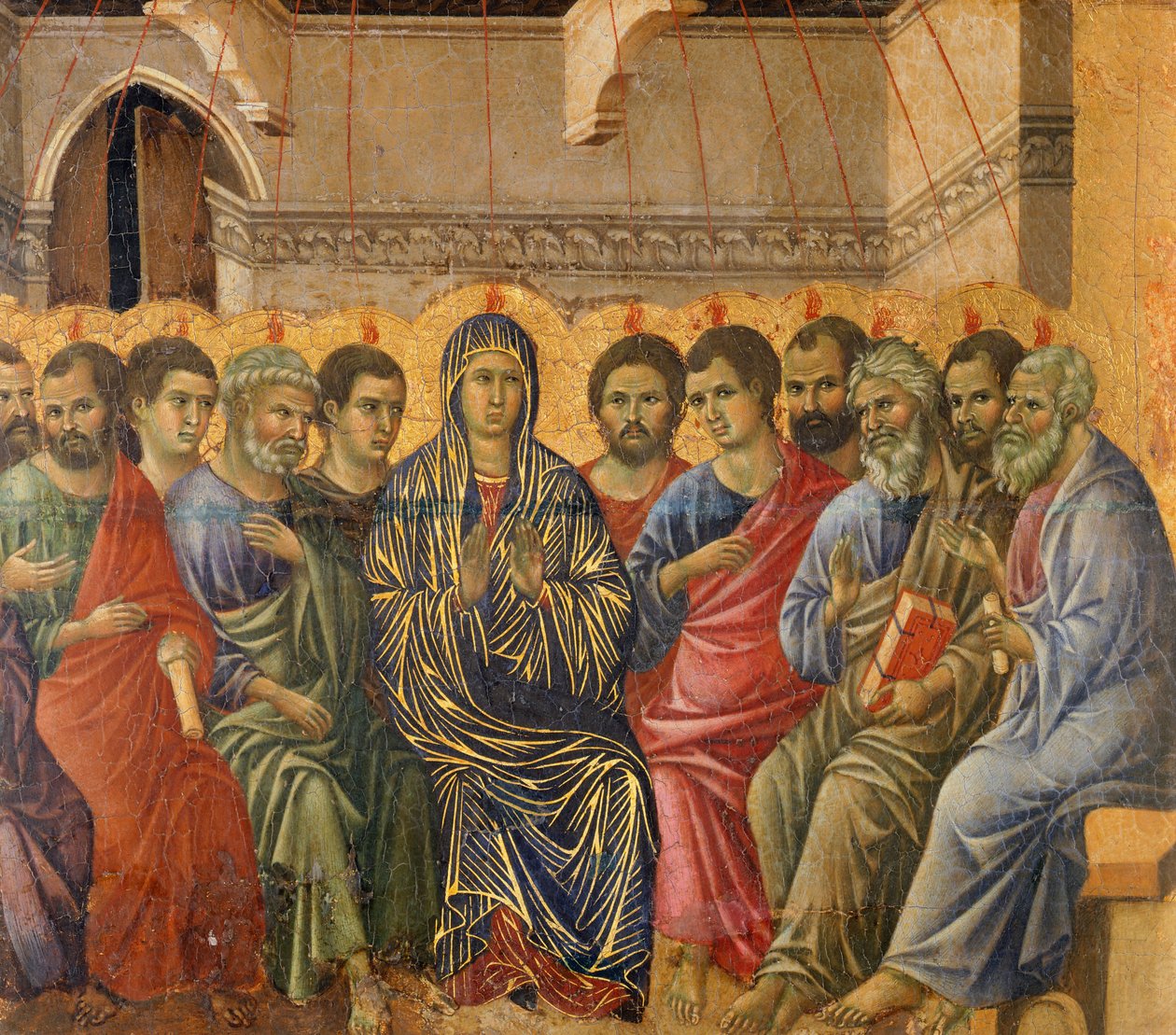 Pentecoste (dettaglio) da Episodi della Passione e Resurrezione di Cristo, retro della Maestà di Duccio da Duccio di Buoninsegna