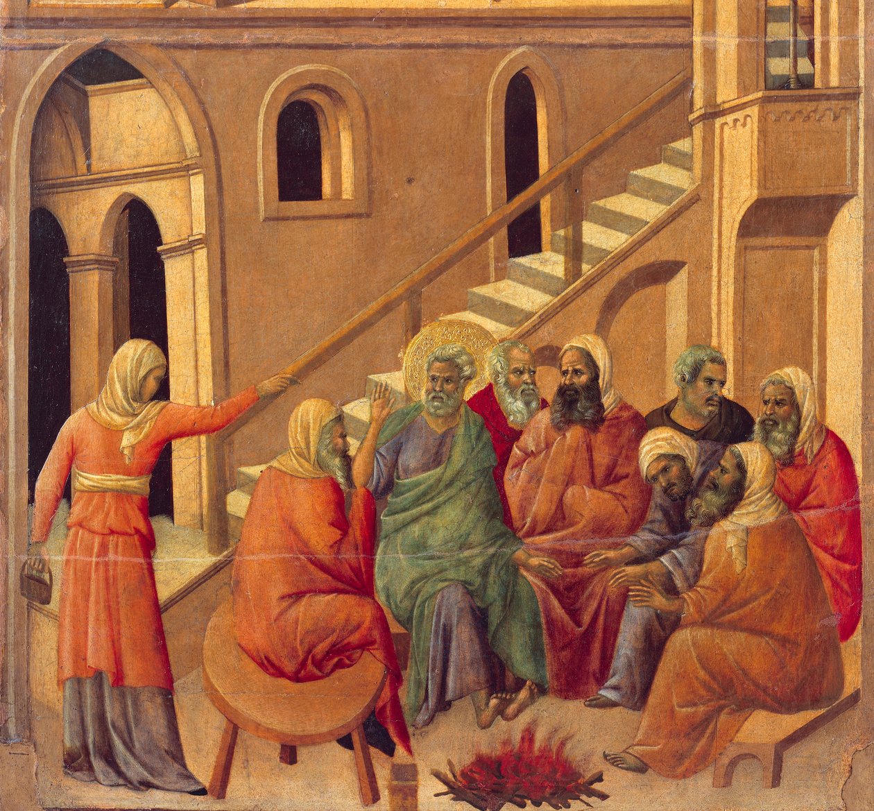 Il rinnegamento di Pietro, dettaglio da Episodi della Passione e Resurrezione di Cristo, superficie posteriore della Maestà dell