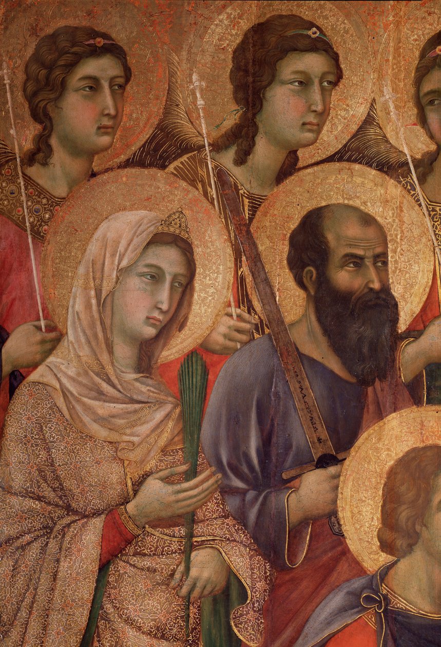 Vergine e bambino sul trono, dettaglio con santa Caterina d