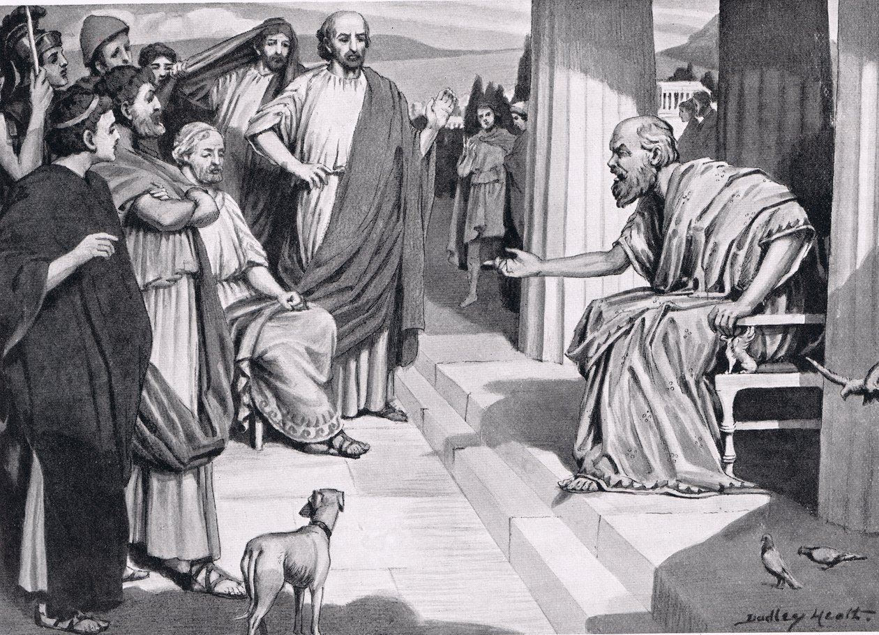 Socrate che si rivolge agli Ateniesi, illustrazione da Hutchinsons History of the Nations, 1915 da Dudley Heath