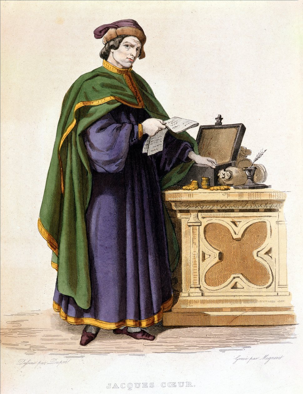 Jacques Coeur, inciso da Mignaret dopo un disegno di Dupre, c.1840 da Dupre