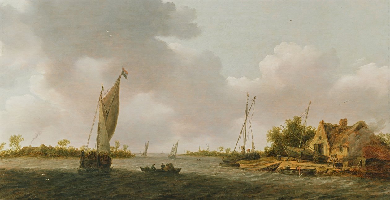 Barche in un estuario da Dutch School