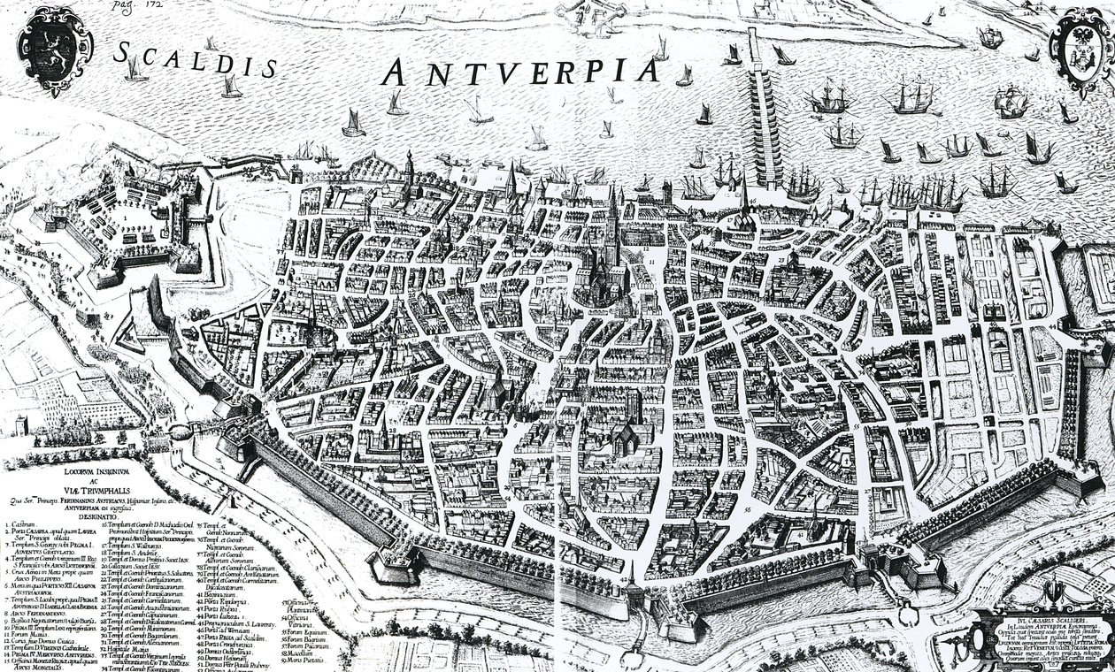 Mappa di Anversa da Dutch School