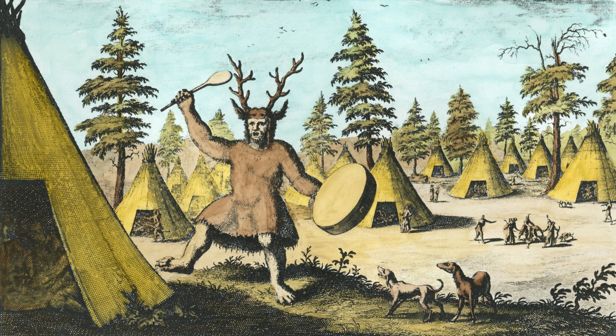 Sciamano nativo americano (colorazione successiva) da Dutch School