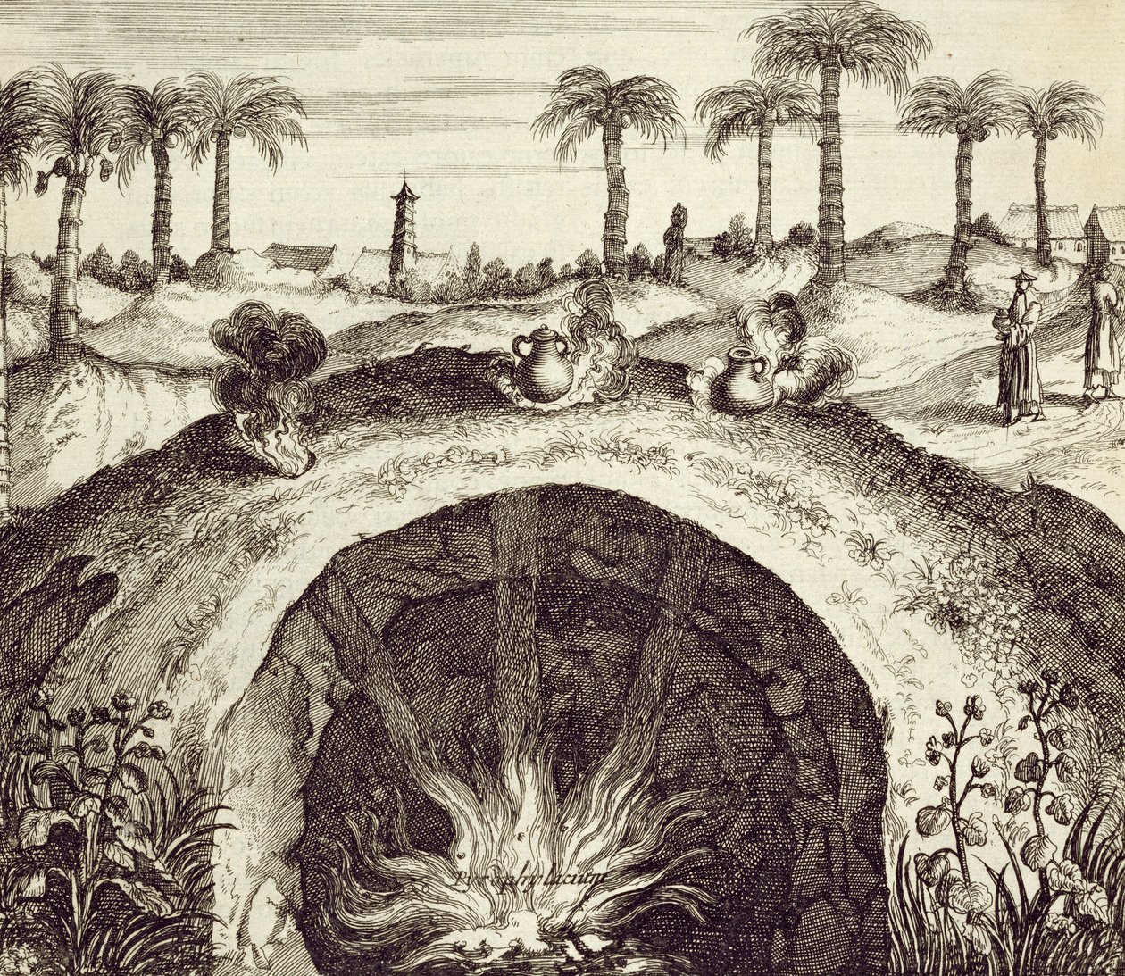 Un grande cuocitore a vapore sotterraneo, da China Illustrata di Athanasius Kircher (1601-80) 1667 da Dutch School