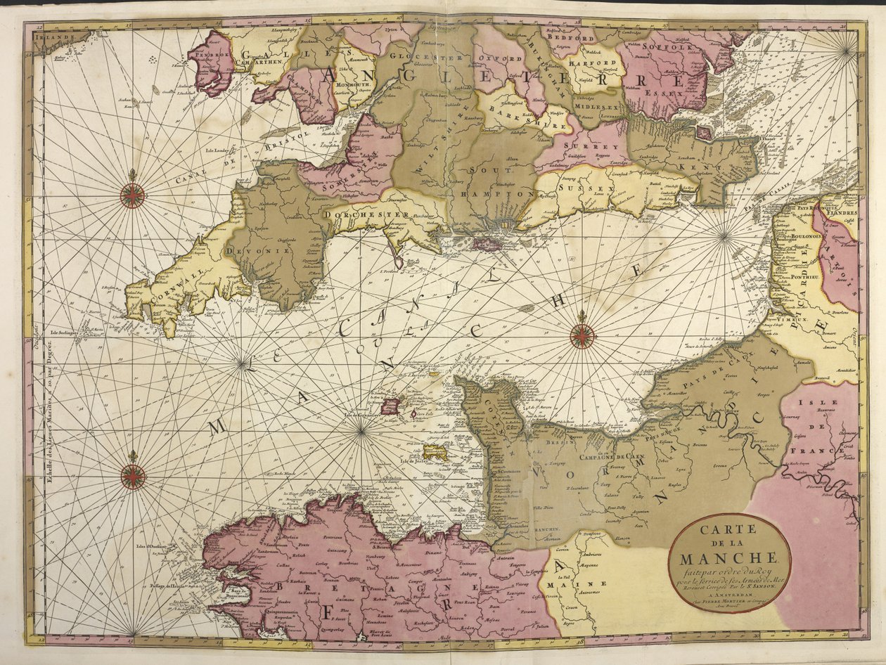 Carta della Manica. Mappa che mostra il Canale della Manica da Dutch School