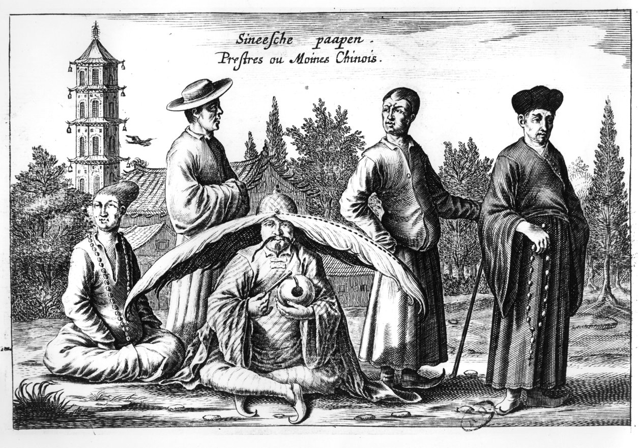 Sacerdoti e monaci cinesi, da China Illustrated di Athanasius Kircher (1601-80) da Dutch School