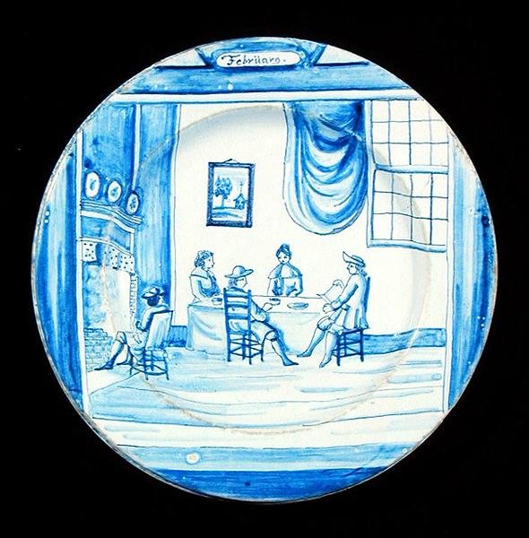 Piatto di Delft raffigurante il mese di febbraio da Dutch School