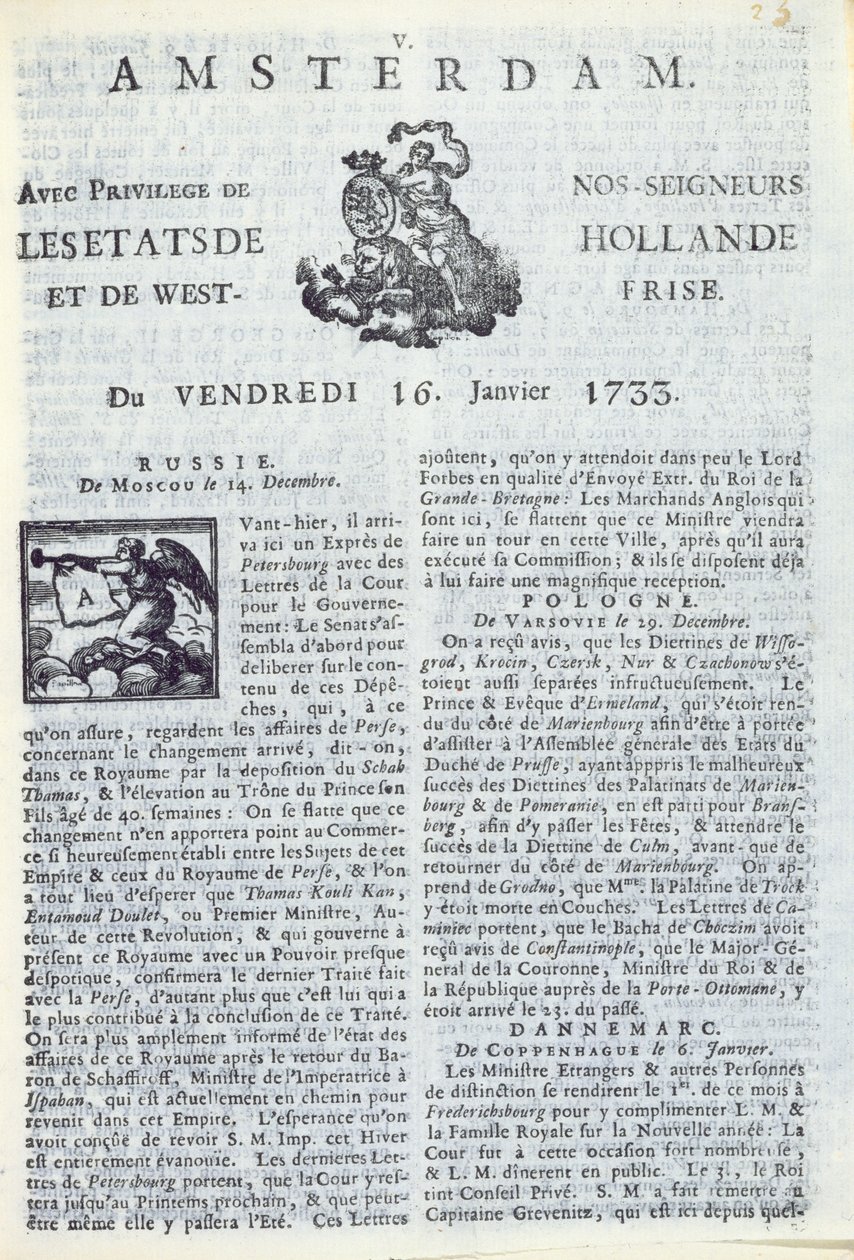 Prima pagina di La Gazette d