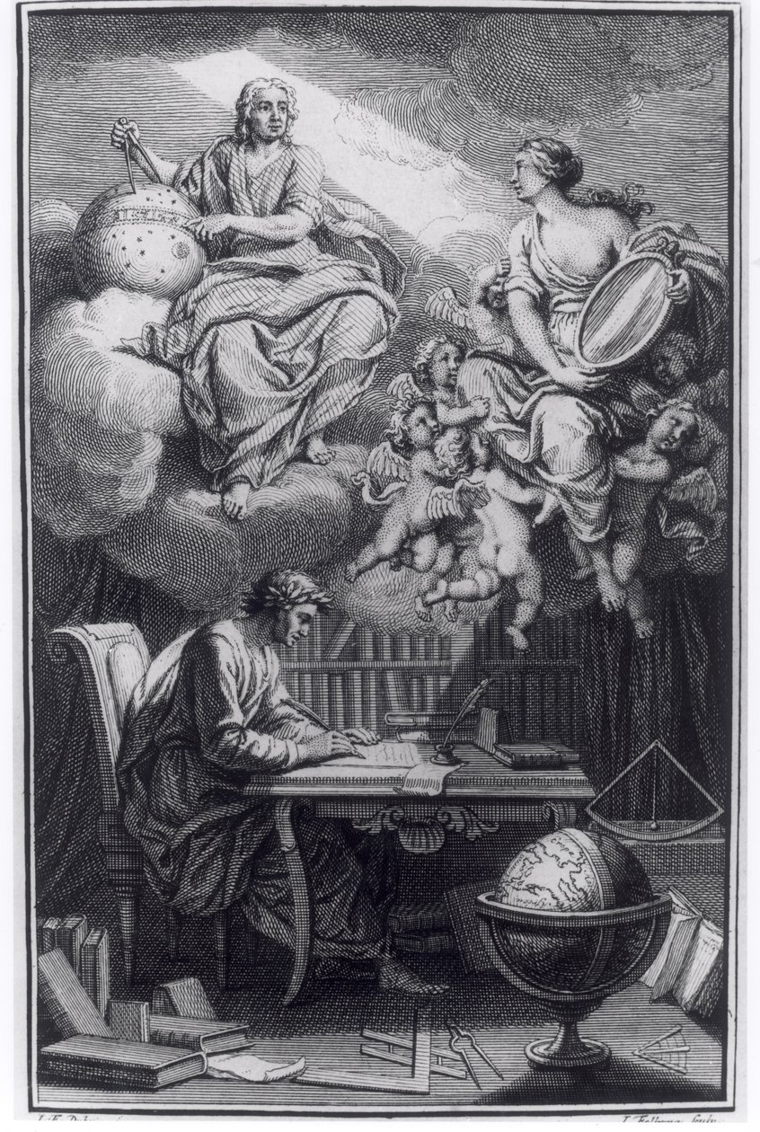 Frontespizio di Elemens de la Philosophie de Neuton di Voltaire pubblicato ad Amsterdam, 1738 da Dutch School