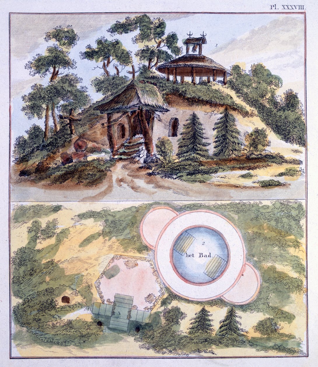 Decorazioni da giardino, da Magazine of Garden Gems di G. van Laar, pubblicato 1802 da Dutch School