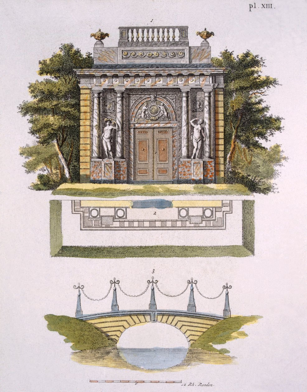 Decorazioni da giardino, da Magazine of Garden Gems di G. van Laar, pubblicato nel 1802 da Dutch School