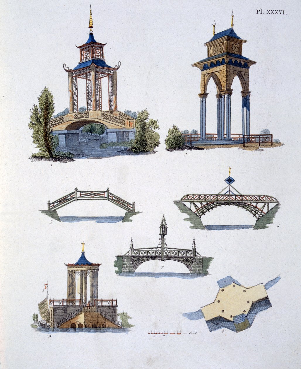Decorazioni da giardino, da Magazine of Garden Gems di G. van Laar, pubblicato nel 1802 da Dutch School