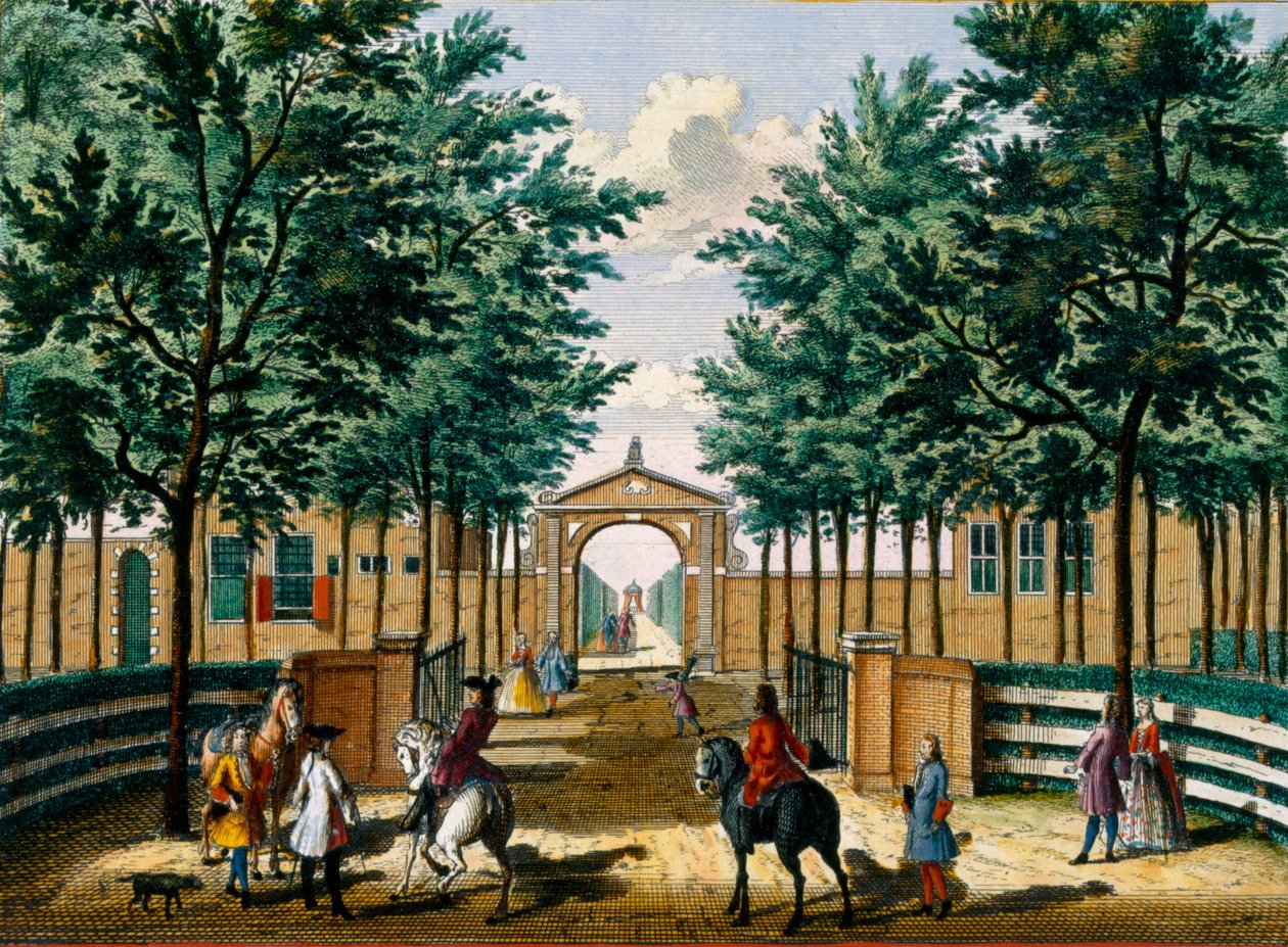 Giardini del palazzo del piacere di Francois van Haringkaspel, da Het Zeganpralent Kennemerlant di Hendrick de Leth e Matthias Brouerius Van Nidek, pubblicato c.1700-1730 da Dutch School