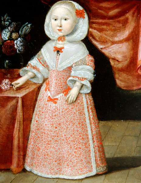 Ragazza che Tiene un Fiore Rosa e Bianco, c.1640 da Dutch School
