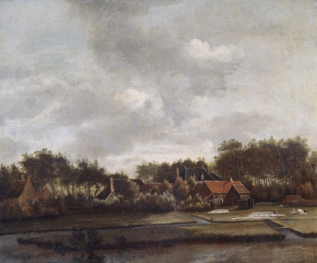 Paesaggio, con campi di candeggio da Dutch School