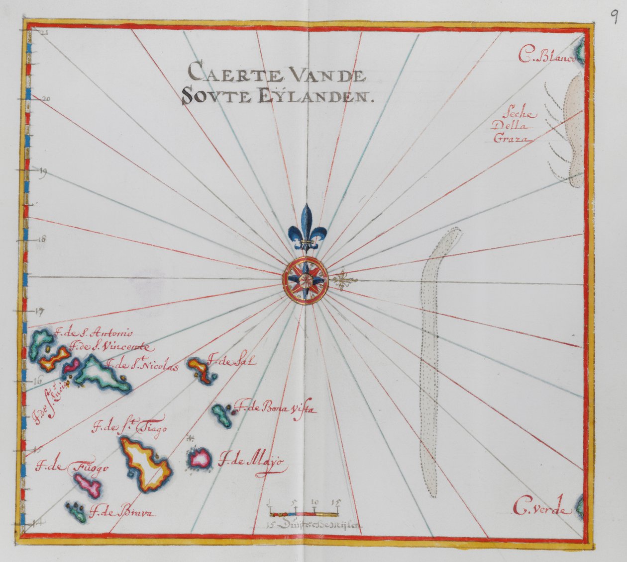 Mappa delle isole di Capo Verde da Dutch School