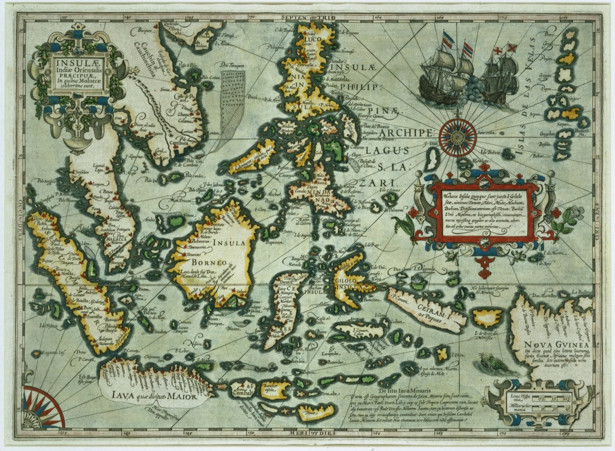 Mappa delle Indie Orientali, pub. 1635 ad Amsterdam da Dutch School