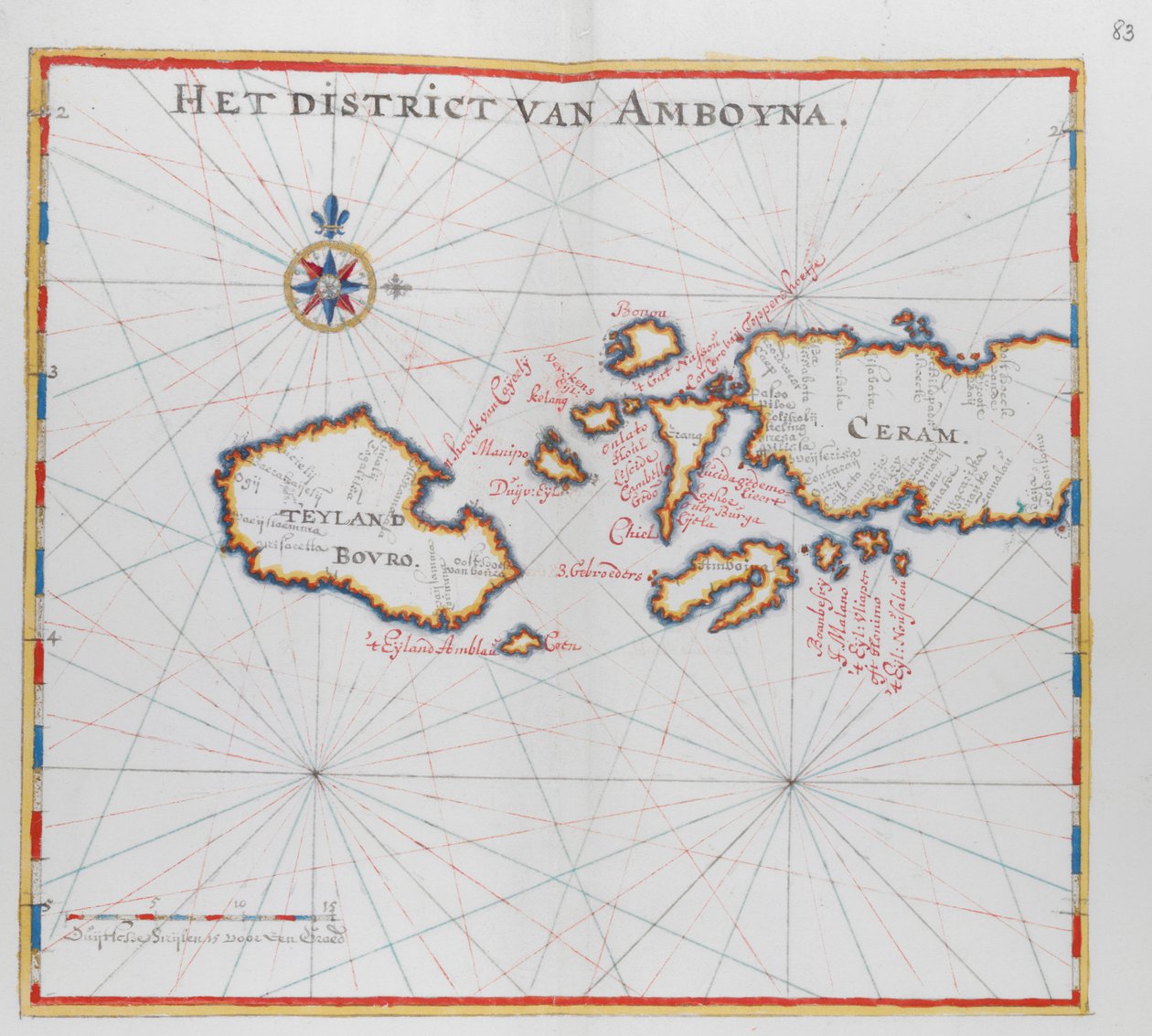 Mappa delle isole di Bouro e Ceram (Seram), Indonesia da Dutch School