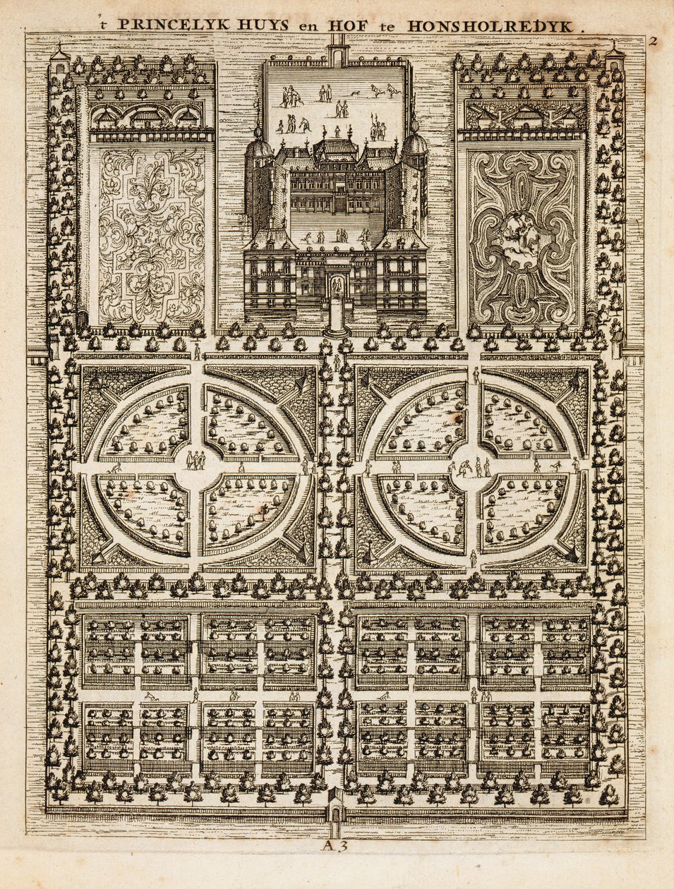 Palazzo di Honsholredyk, da Il Giardiniere Olandese di Johann van der Groen, pubblicato 1699 da Dutch School