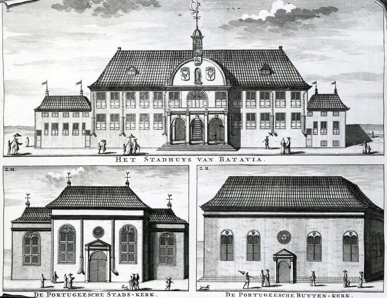 Chiesa portoghese e municipio a Batavia, XIX secolo da Dutch School