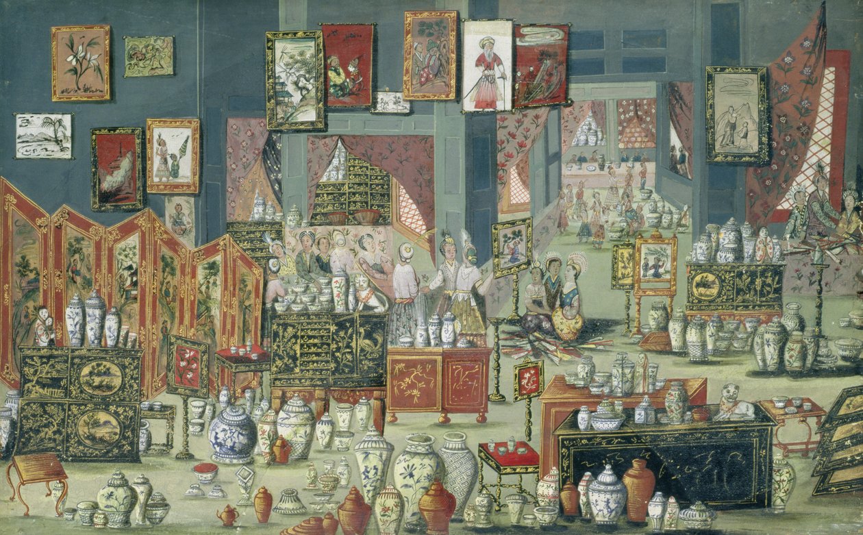Negozio che vende merci cinesi, 1680-1700 da Dutch School