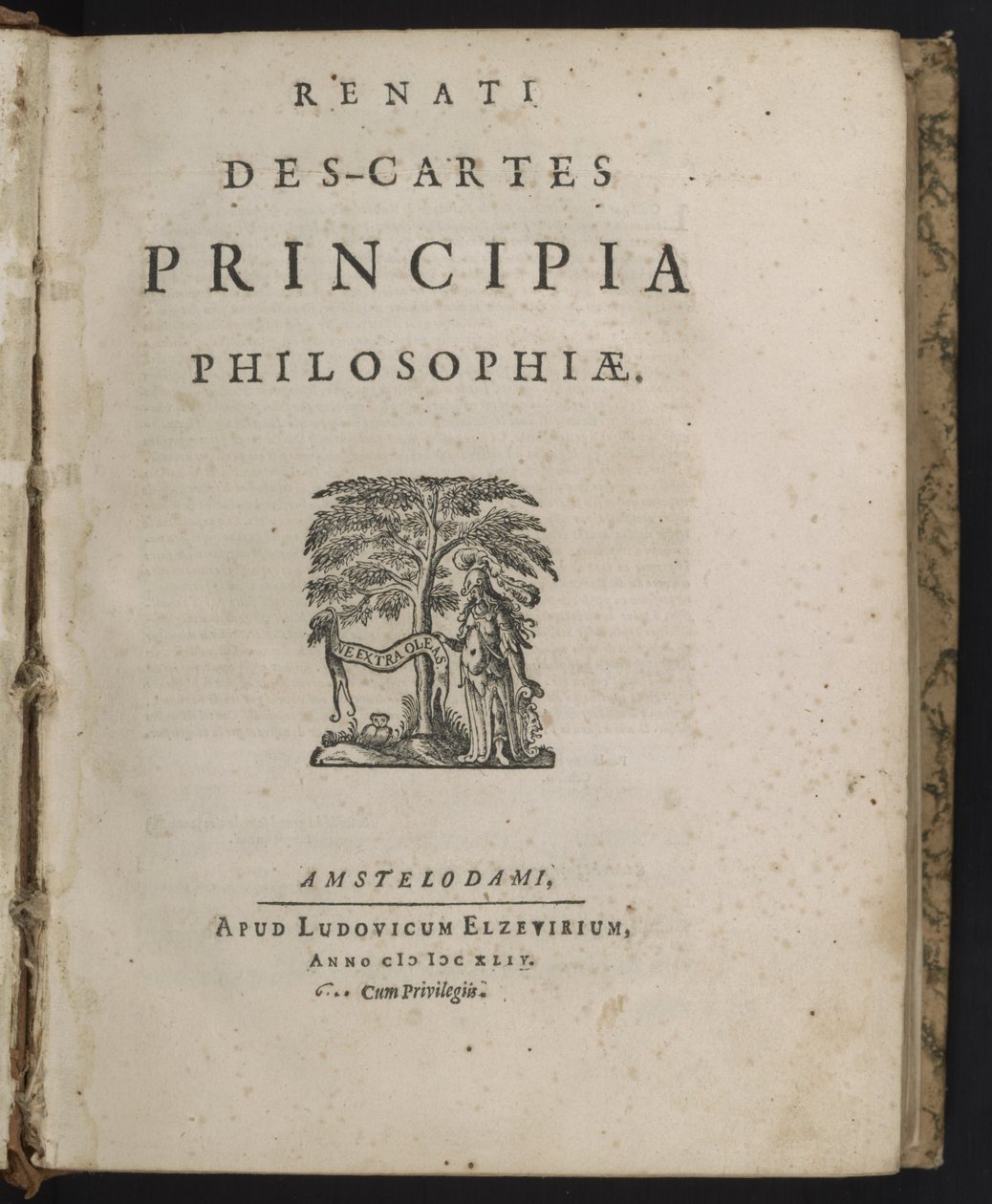 Pagina del titolo di Principia philosophiae di René Descartes da Dutch School
