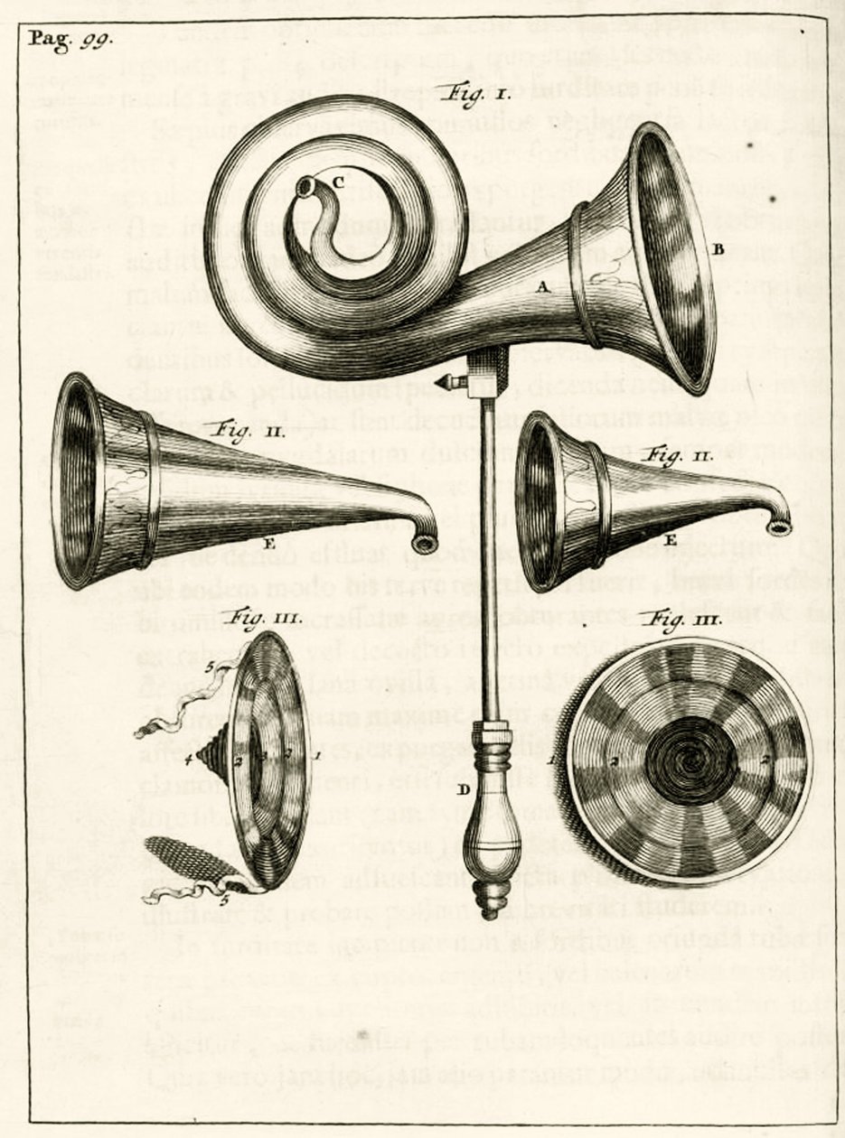 Vari apparecchi acustici, da Exercitationes Practicae circa Medendi Methodum di Frederik Dekkers, 1694 da Dutch School