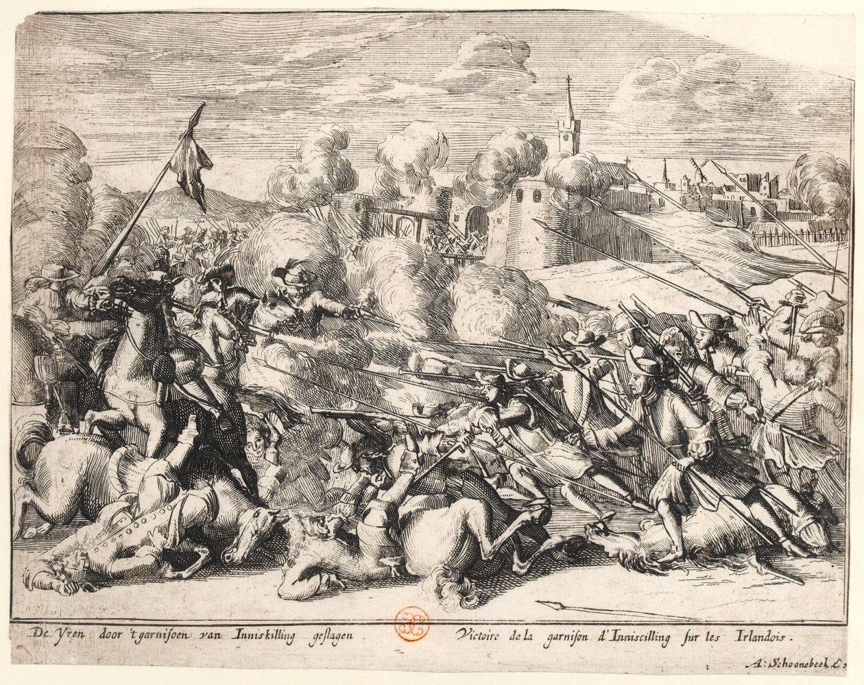 Vittoria della guarnigione di Enniskillen sugli irlandesi nel 1689, c.1691 da Dutch School