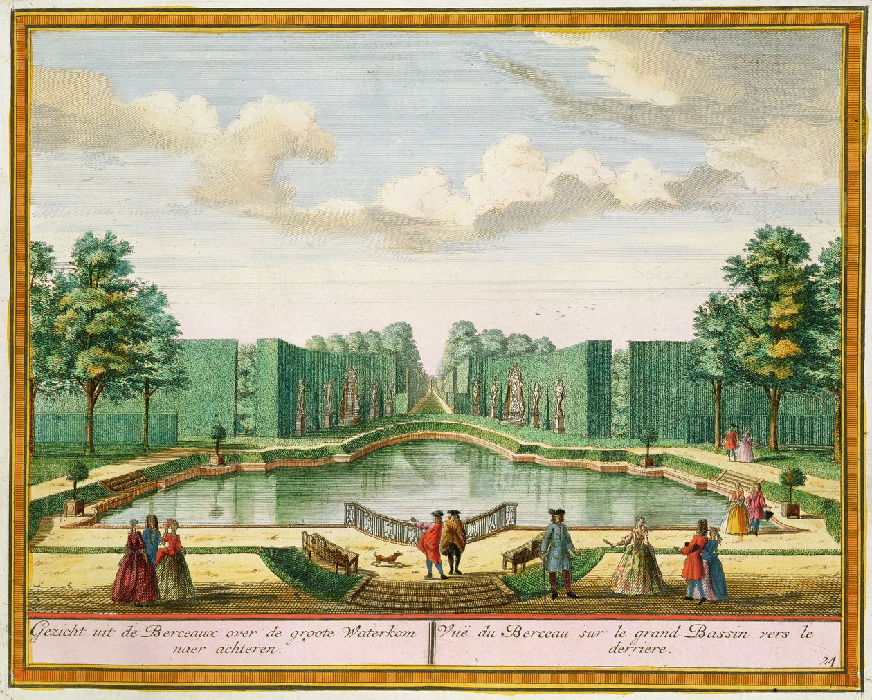 Vista dal pergolato sul grande lago, da Het Zeganplant Kennemerlant, di Hendrick de Leth e Matthias Brouerius Van Nidek, pubblicato c.1700-1730 da Dutch School