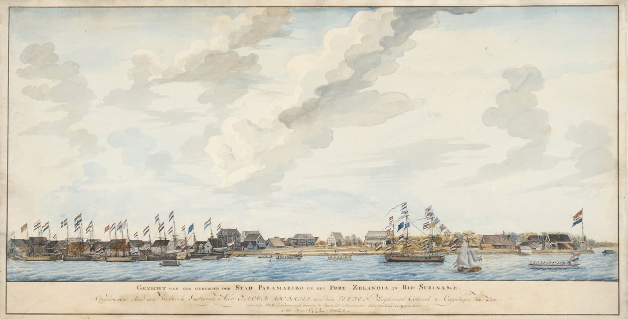 Veduta della città di Paramaribo e del Fort Zeelandia, 1772 da Dutch School