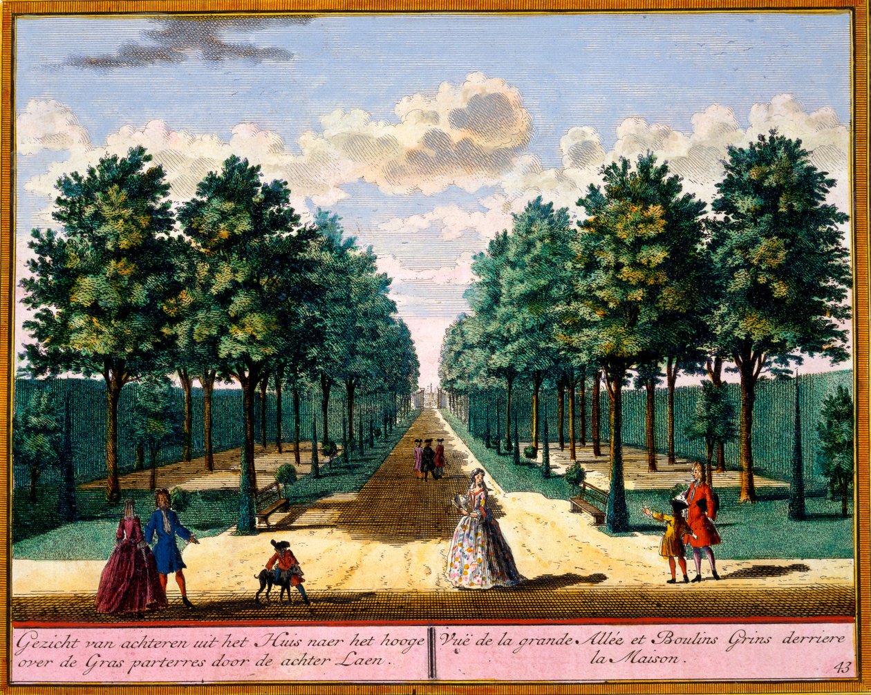 Vista del passaggio sul retro della casa, da Het Zeganpralent Kennemerlant di Hendrick de Leth e Matthias Brouerius Van Nidek, pubblicato c.1700-30 da Dutch School