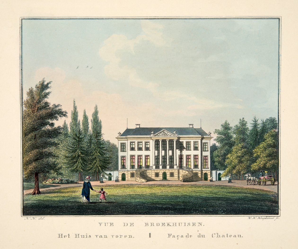 Vista di Broekhuisen. La Casa di fronte. Facciata del Castello da Dutch School