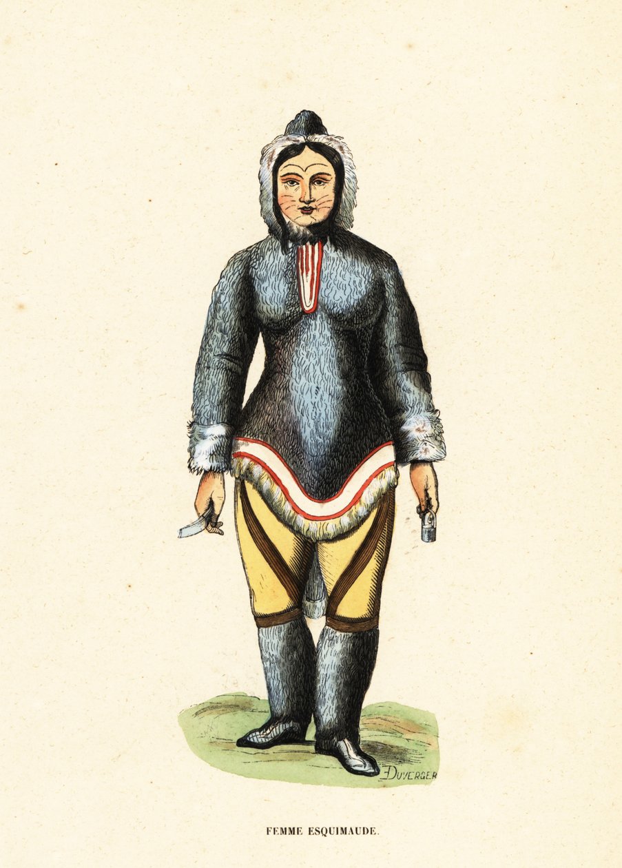 Donna Inuit con tatuaggi facciali, Fiume Mackenzie, Yukon, Canada da Duverger Duverger