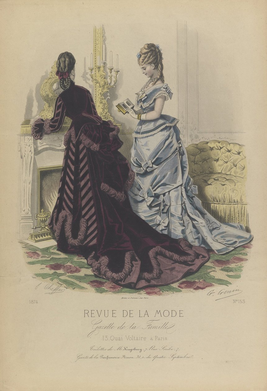 Tavola n. 153 in Rassegna di moda nella Gazzetta di famiglia (Revue de la Mode, Gazette de la Famille) da E. Cheffer