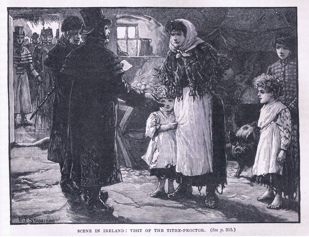 Scena in Irlanda: visita del Proctor delle Decime AD 1832 da E. F. Stanbury