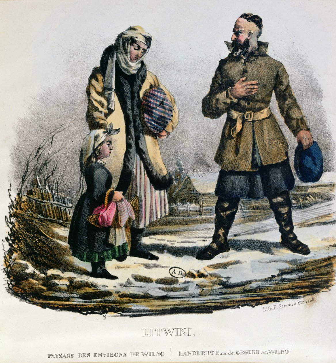 Contadini lituani della regione di Vilnius, c.1830-40 da E. Simon