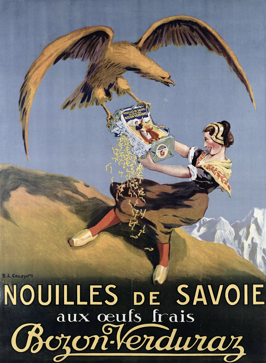 Poster pubblicitario per la pasta prodotta da Bozon-Verduraz da E.L. Cousyn