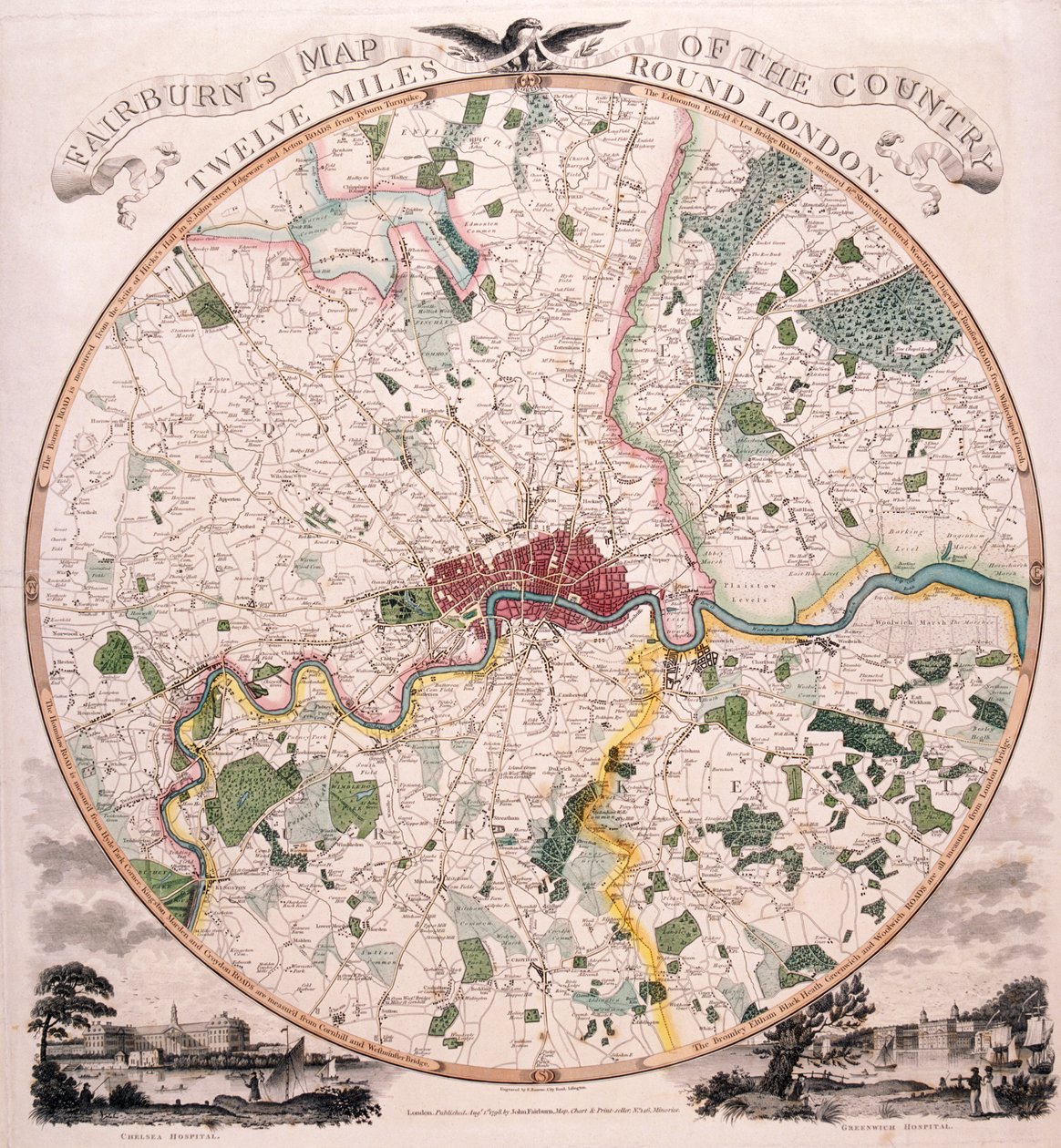 Mappa di Londra, 1798 da E Bourne