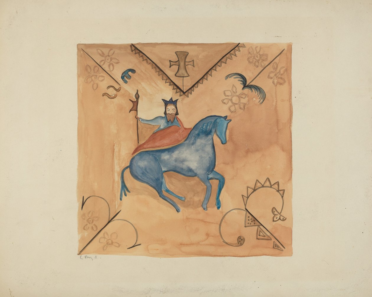 San Giorgio Dipinto su Pelle di Cervo, 1935-1942 da E. Boyd