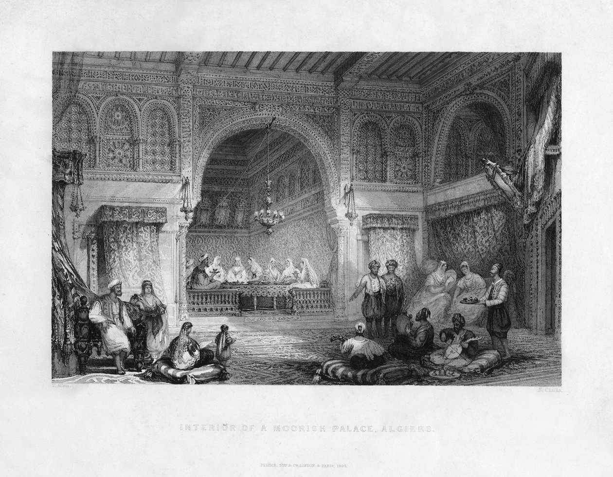 Interno di un palazzo moresco, Algeri, Algeria, 1839 da E. Challis